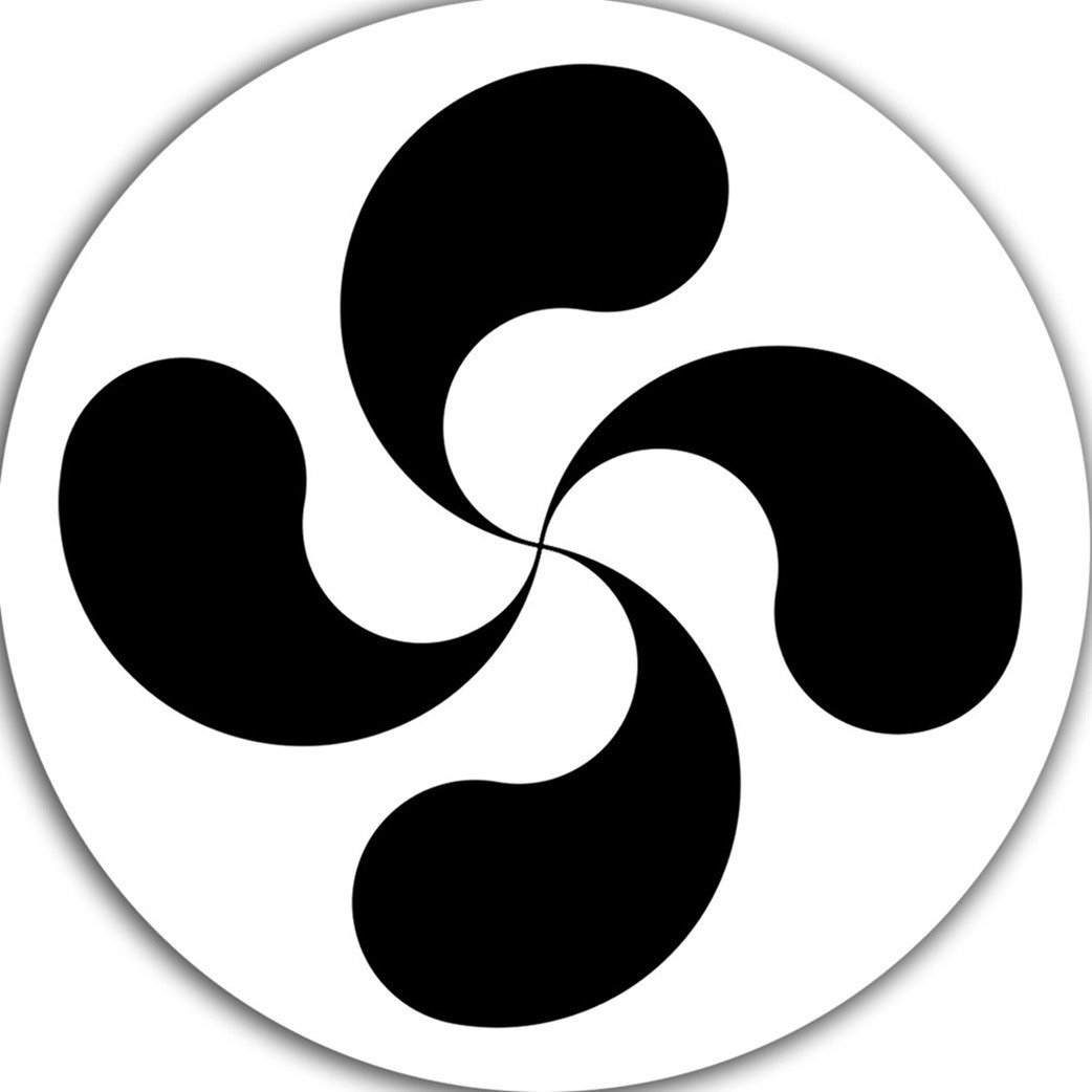 Croix Basque / Lauburu  - Noir sur fond blanc (5cm) - Sticker/autocollant