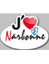 J'aime Narbonne - 5x3.7cm - Sticker/autocollant