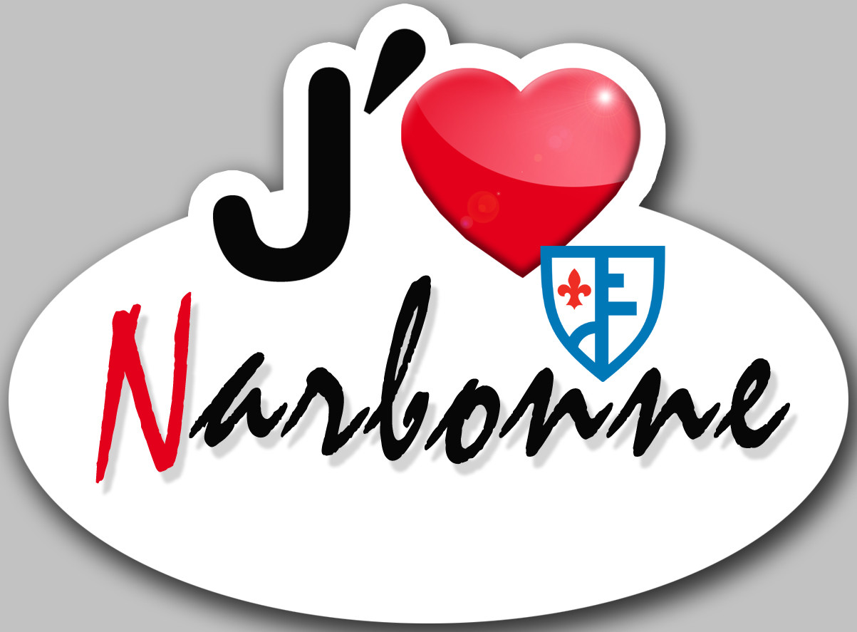 J'aime Narbonne - 5x3.7cm - Sticker/autocollant
