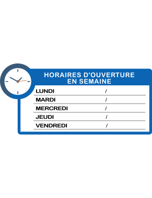 Horaires semaine à personnaliser (30x14cm) - Sticker/autocollant
