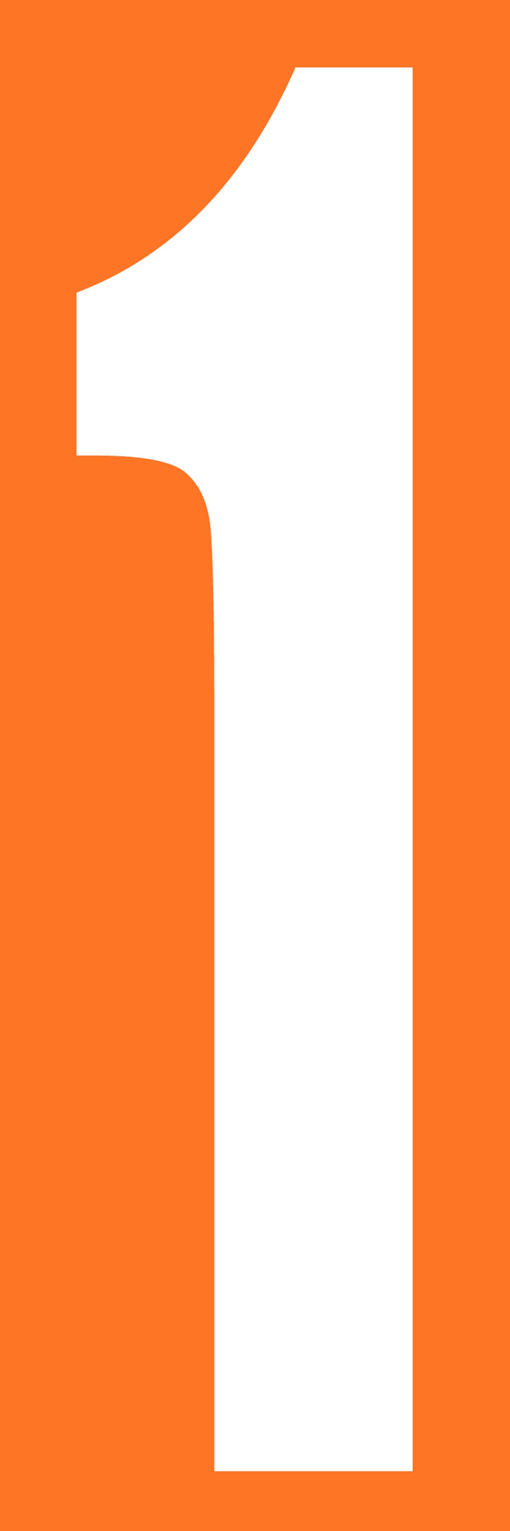 Numéro orange 1 (30x10cm) - Sticker/autocollant