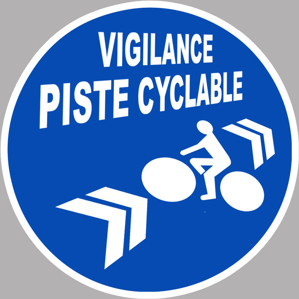 Vigilance piste cyclable - 10x10cm - Sticker/autocollant