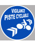 Vigilance piste cyclable - 5x5cm - Sticker/autocollant