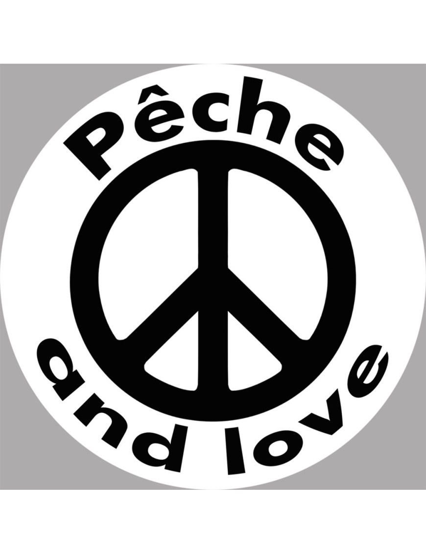 Pêche and love - 20cm - Sticker/autocollant