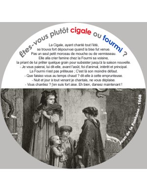 la cigale et la fourmi - 20x20cm - Sticker/autocollant