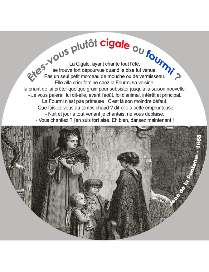 la cigale et la fourmi - 20x20cm - Sticker/autocollant