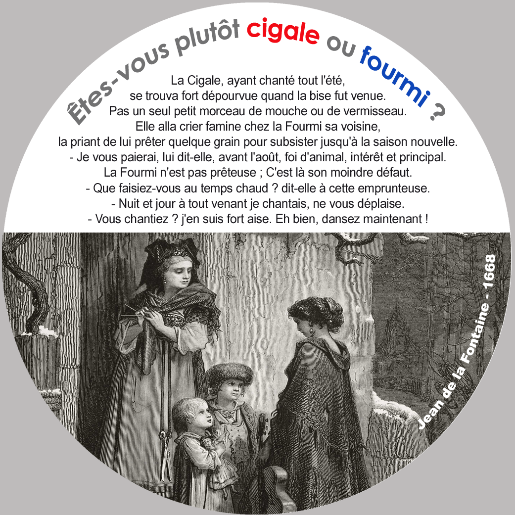 la cigale et la fourmi - 20x20cm - Sticker/autocollant