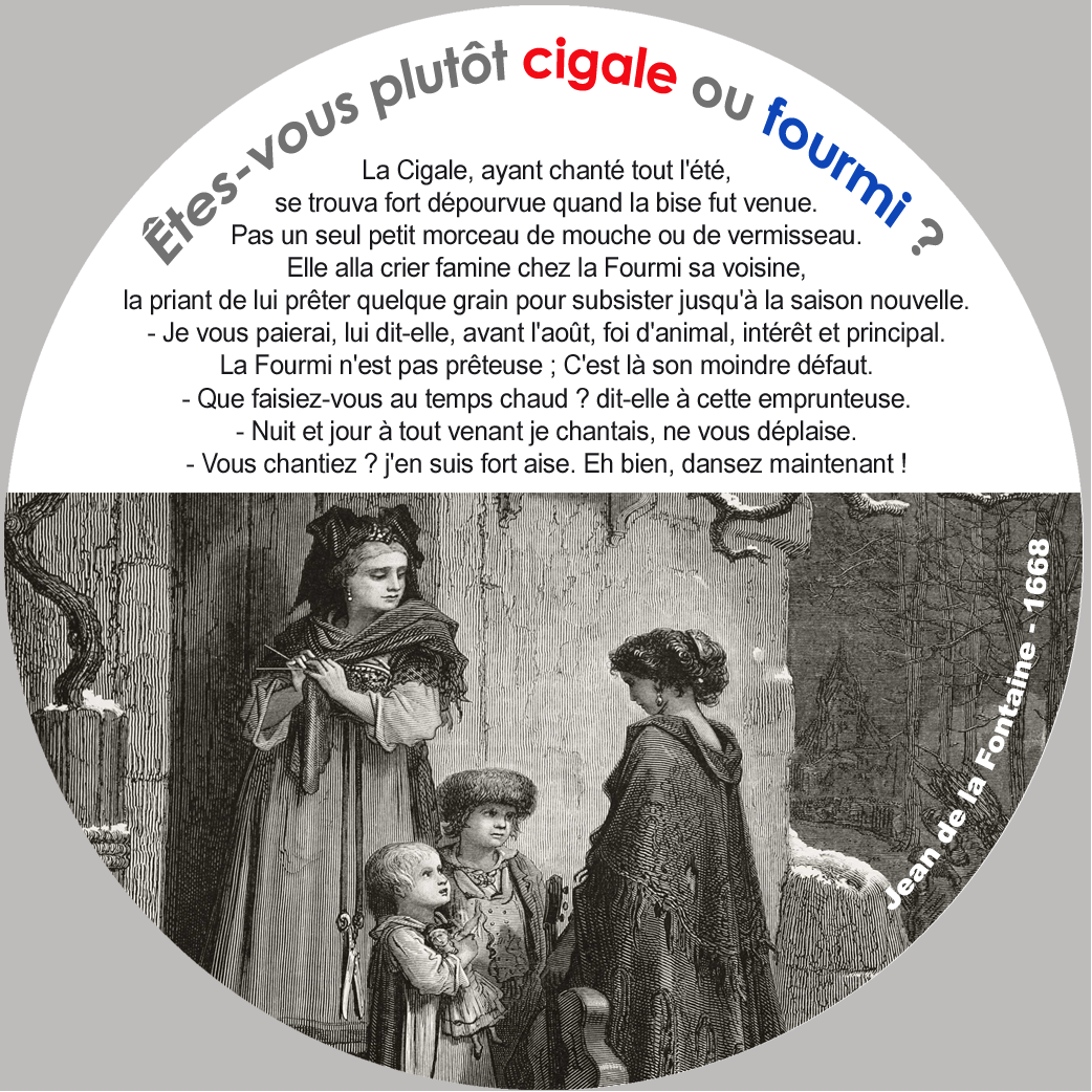 la cigale et la fourmi - 10x10cm - Sticker/autocollant