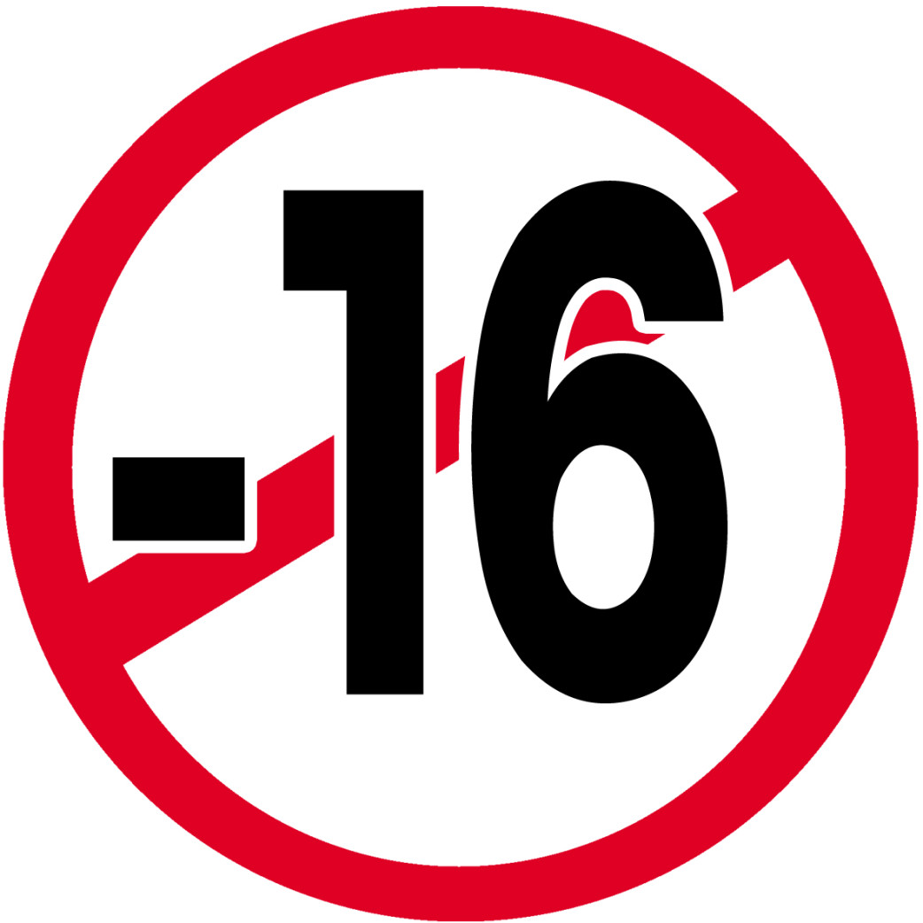 interdit moins 16 ans - 15cm - Sticker/autocollant