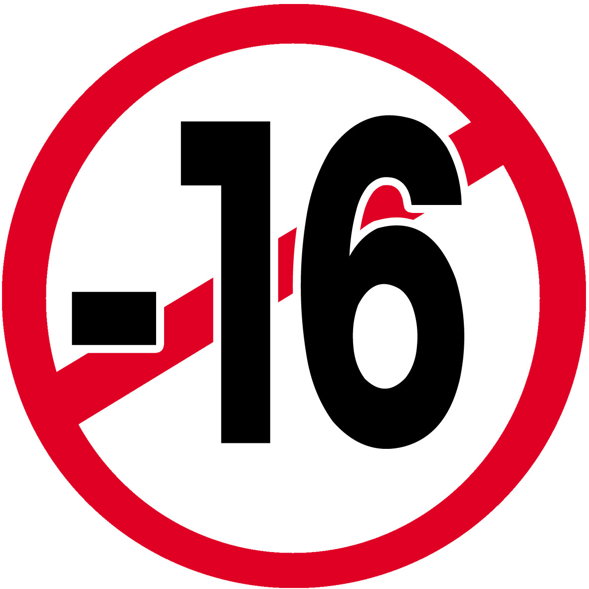 interdit moins 16 ans - 15cm - Sticker/autocollant