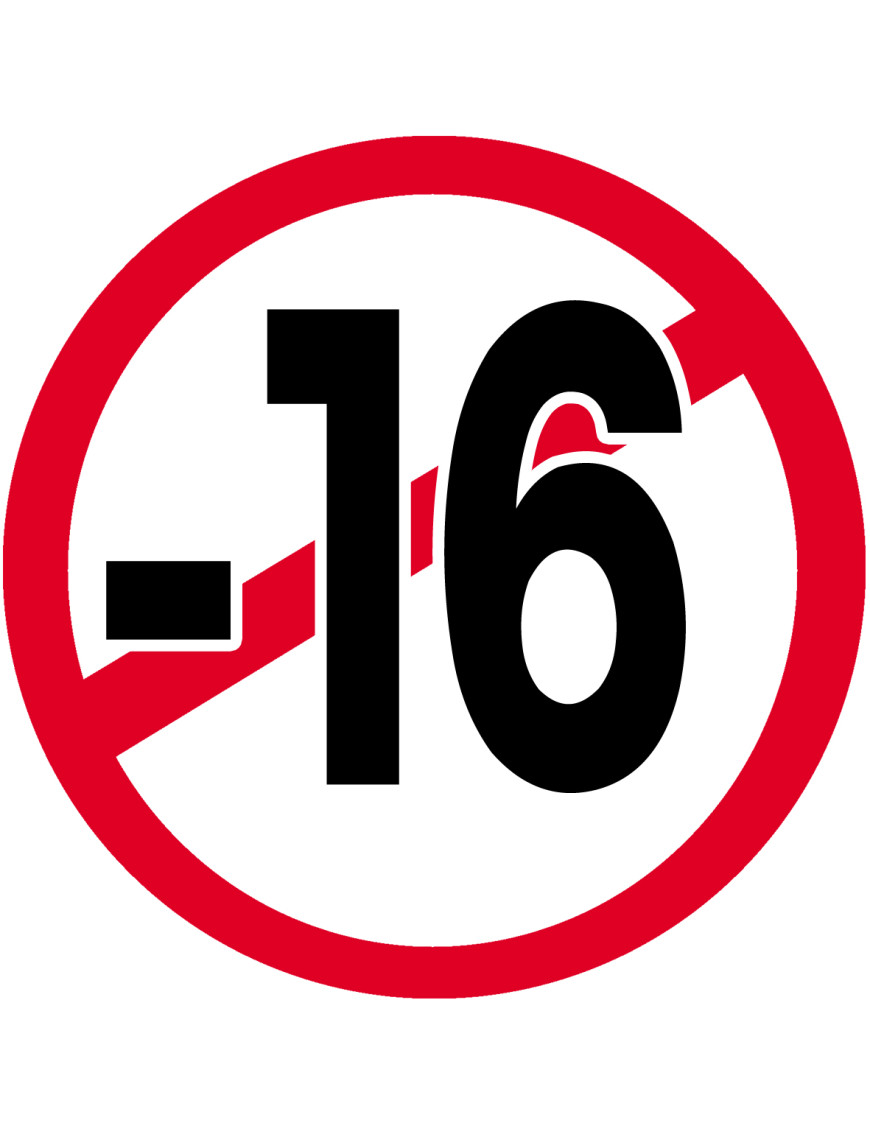 interdit moins 16 ans - 10cm - Sticker/autocollant