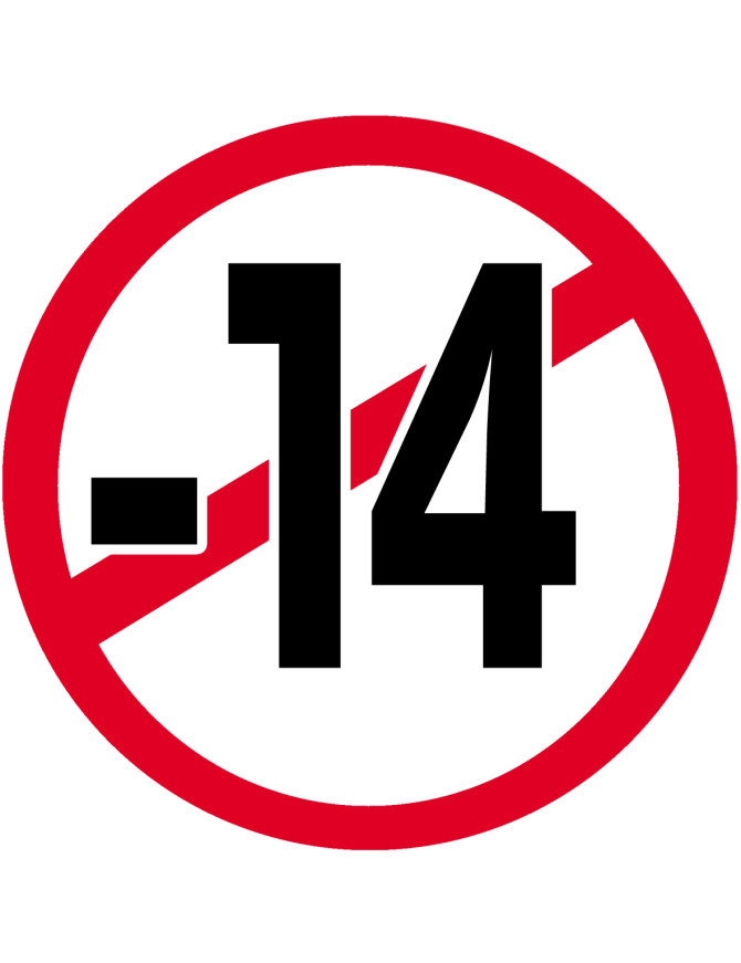 interdit moins 14 ans - 10cm - Sticker/autocollant
