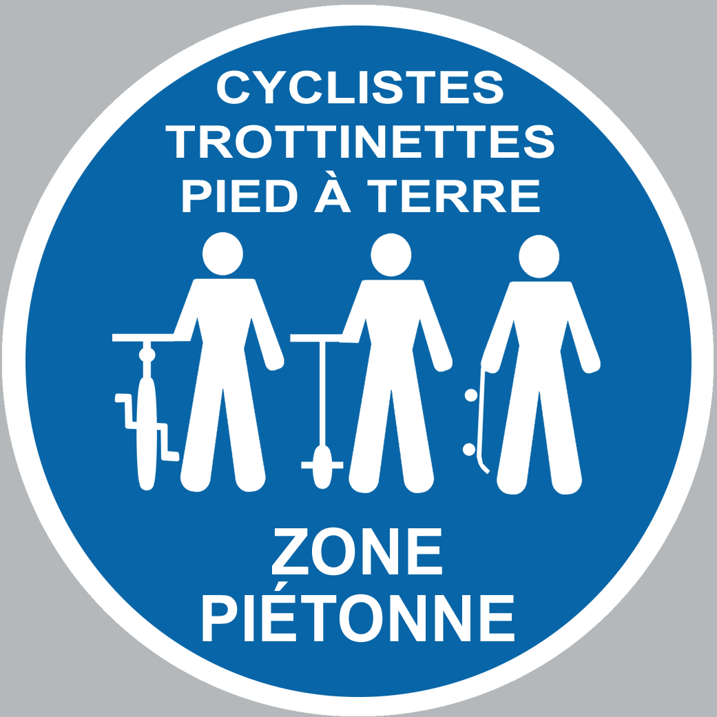 Picto cyclistes trottinettes pied à terre - 20cm - Sticker/autocollant