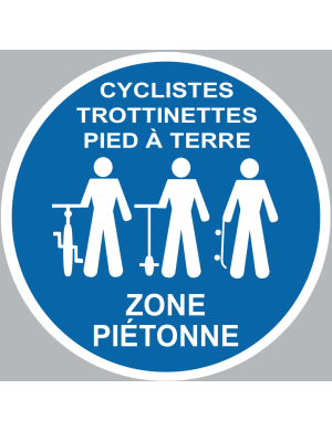 Picto cyclistes trottinettes pied à terre - 15cm - Sticker/autocollant
