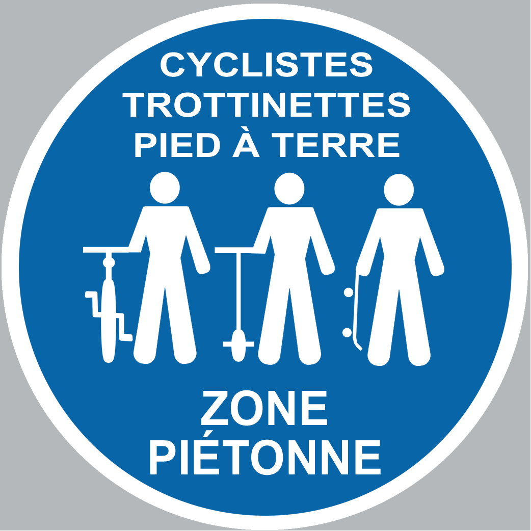 Picto cyclistes trottinettes pied à terre - 5cm - Sticker/autocollant