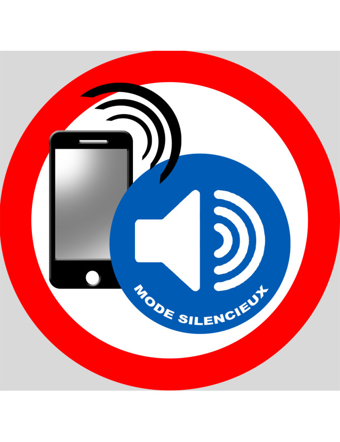 Téléphone en mode silencieux - 10x10cm  - Sticker/autocollant