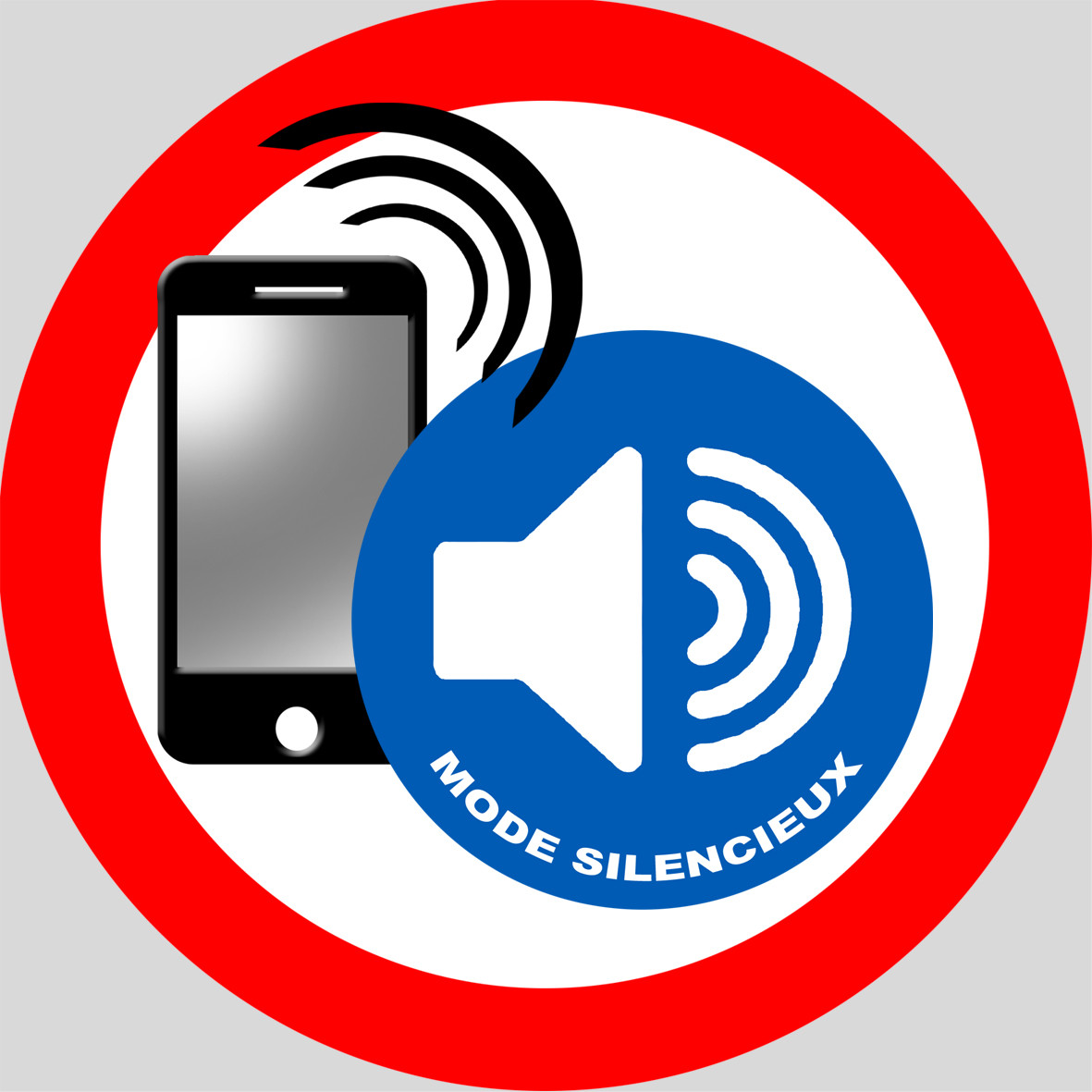 Téléphone en mode silencieux - 5x5cm - Sticker/autocollant