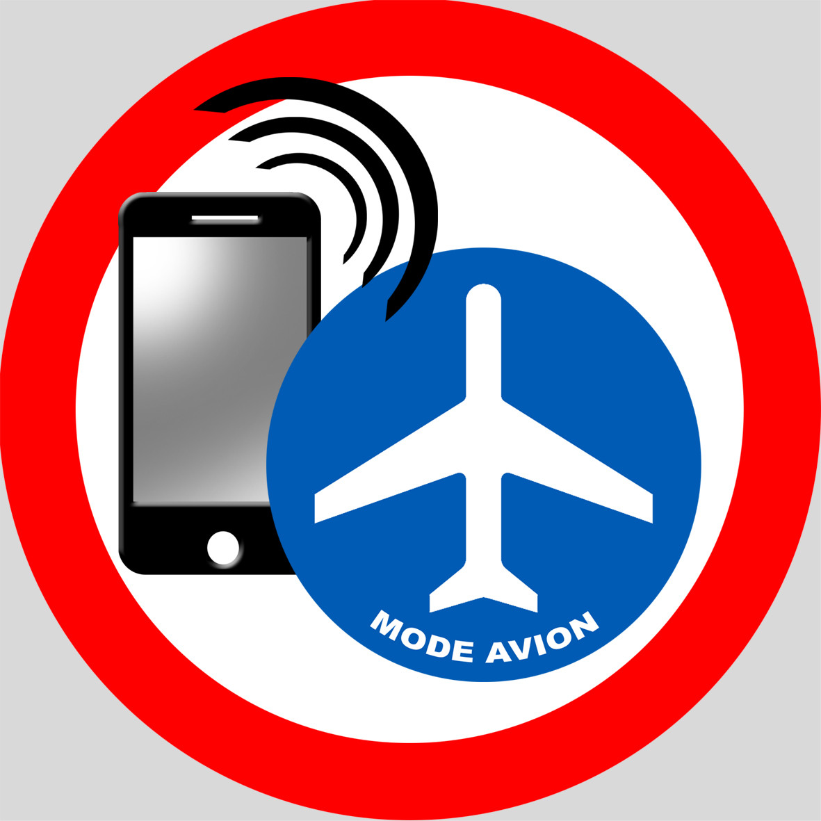 Téléphone en mode avion - 20x20cm - Sticker/autocollant