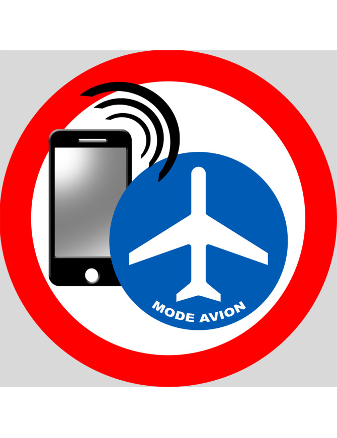 Téléphone en mode avion - 15x15cm - Sticker/autocollant