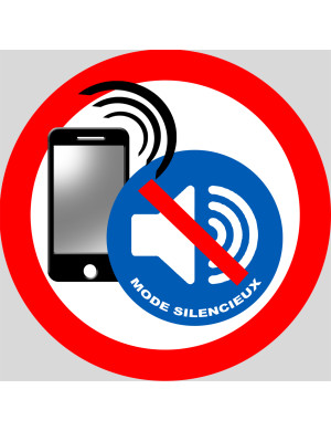Téléphone en mode silencieux - 10x10cm  - Sticker/autocollant