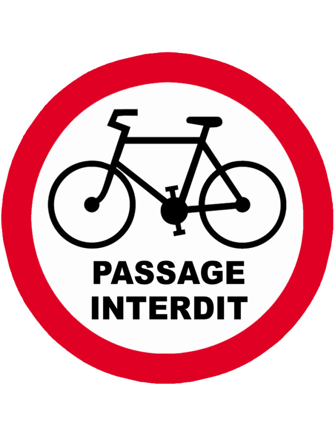 Passage vélo interdit - 20x20cm - Sticker/autocollant