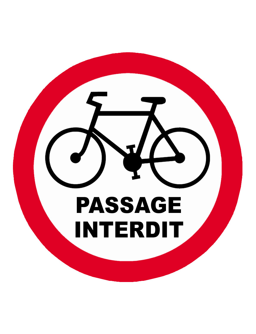 Passage vélo interdit - 5x5cm - Sticker/autocollant