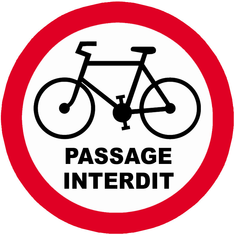 Passage vélo interdit - 5x5cm - Sticker/autocollant