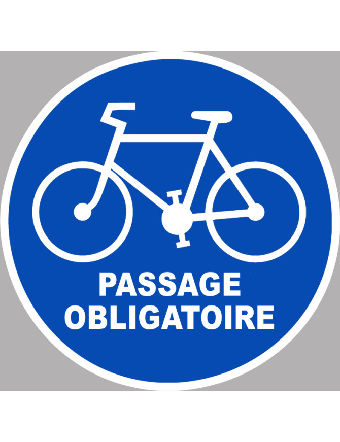 Passage vélo obligatoire - 10x10cm - Sticker/autocollant