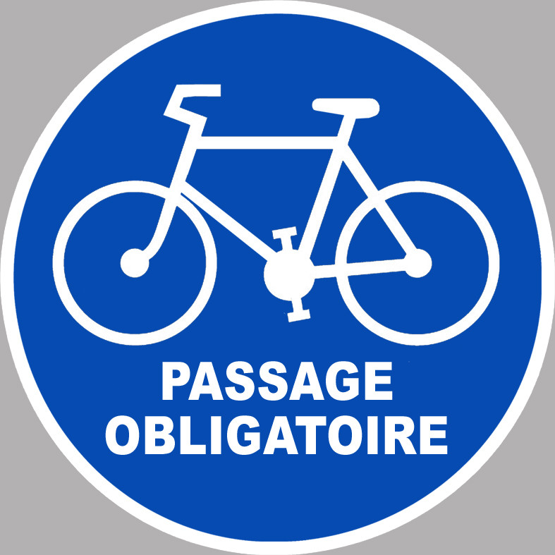 Passage vélo obligatoire - 10x10cm - Sticker/autocollant