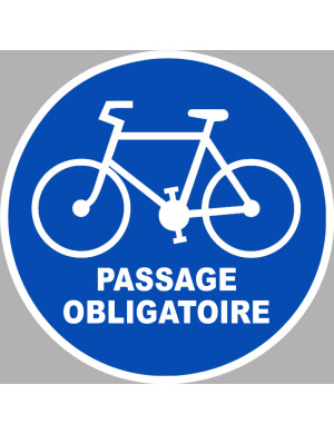 Passage vélo obligatoire - 5x5cm - Sticker/autocollant