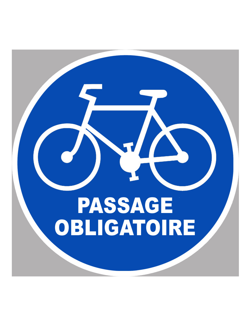 Passage vélo obligatoire - 5x5cm - Sticker/autocollant