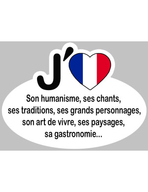 J'aime la France - 15x11cm - Sticker/autocollant