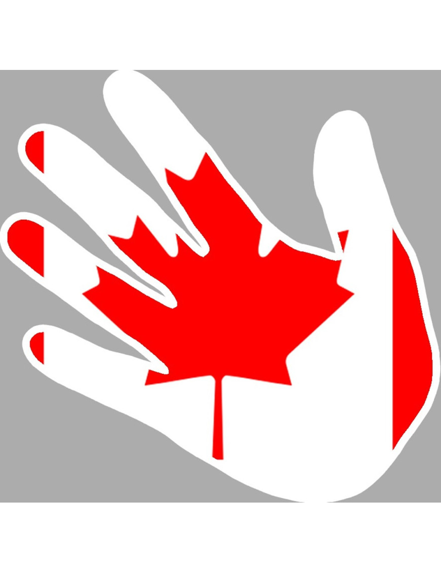 Drapeau main Canada - 15x15cm - Sticker/autocollant