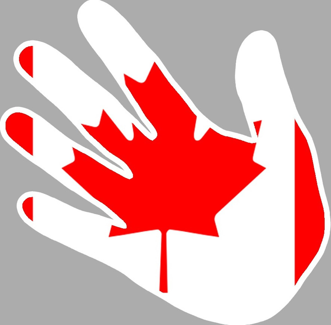 Drapeau main Canada (15x15cm) - Sticker/autocollant