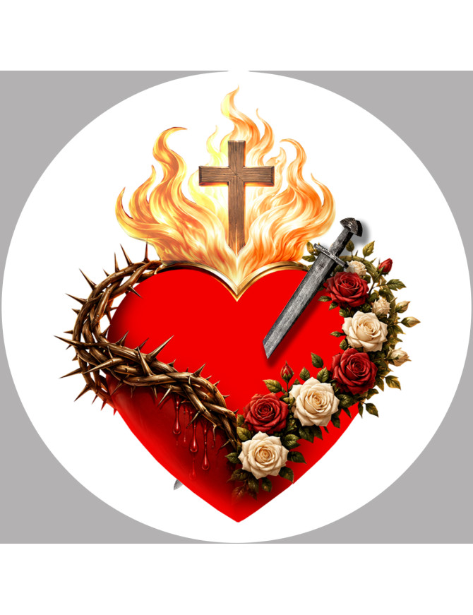 Les Sacrés-Cœurs de Jésus et de Marie - 20x20cm - Sticker/autocollant