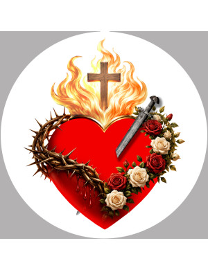 Les Sacrés-Cœurs de Jésus et de Marie - 10x10cm - Sticker/autocollant