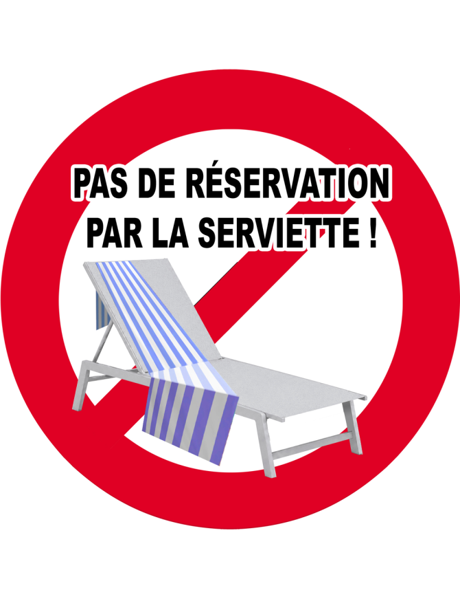 Pas de réservation par la serviette - 15x15cm - Sticker/autocollant