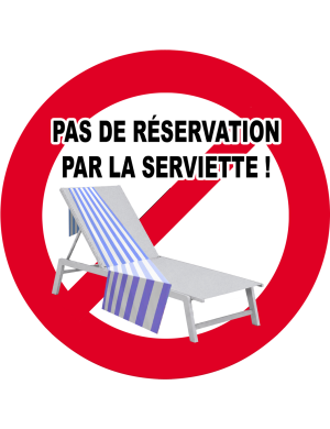 Pas de réservation par la serviette - 20x20cm - Sticker/autocollant