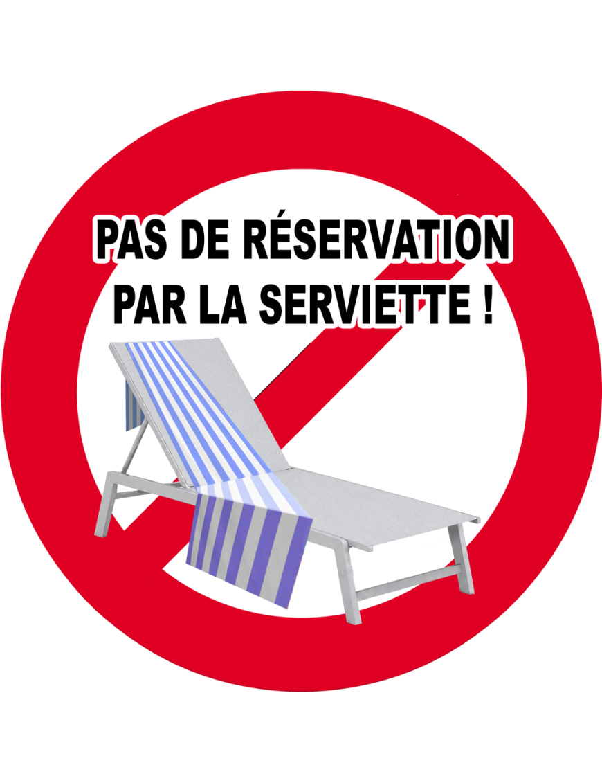 Pas de réservation par la serviette - 20x20cm - Sticker/autocollant