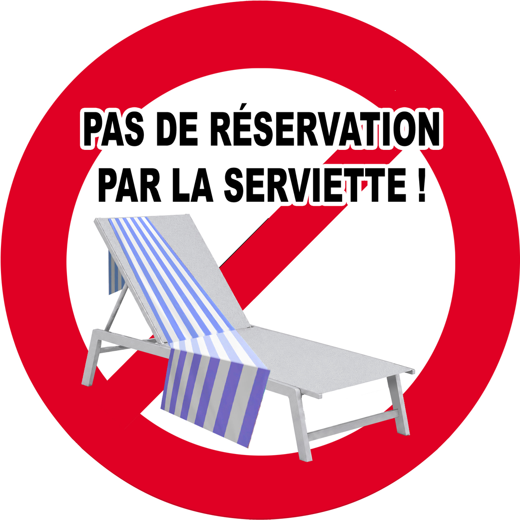 Pas de réservation par la serviette - 20x20cm - Sticker/autocollant