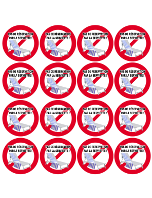 Pas de réservation par la serviette - 8 fois 5cm - Sticker/autocollant