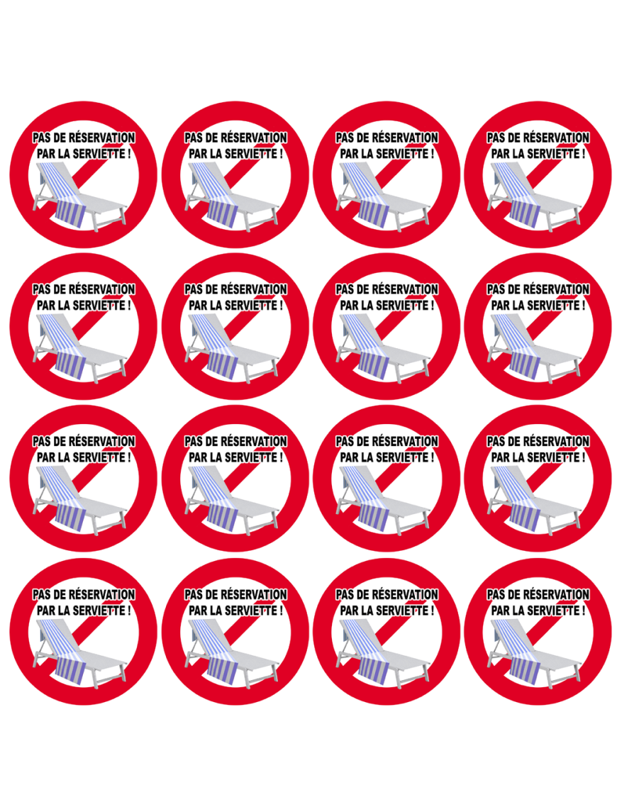 Pas de réservation par la serviette - 8 fois 5cm - Sticker/autocollant