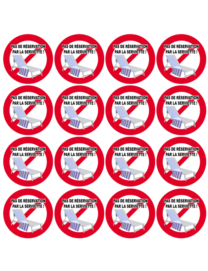 Pas de réservation par la serviette - 16 fois 5cm - Sticker/autocollant