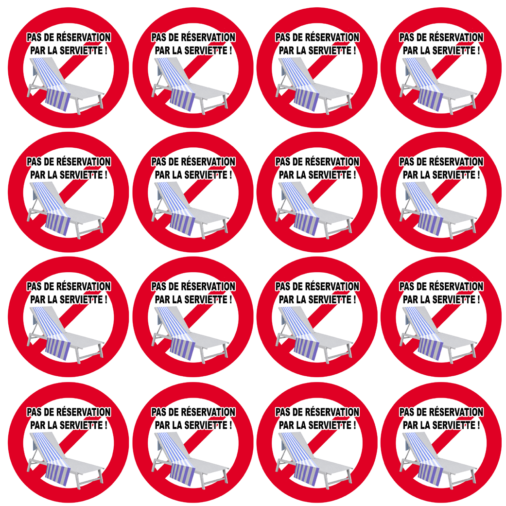 Pas de réservation par la serviette - 8 fois 5cm - Sticker/autocollant