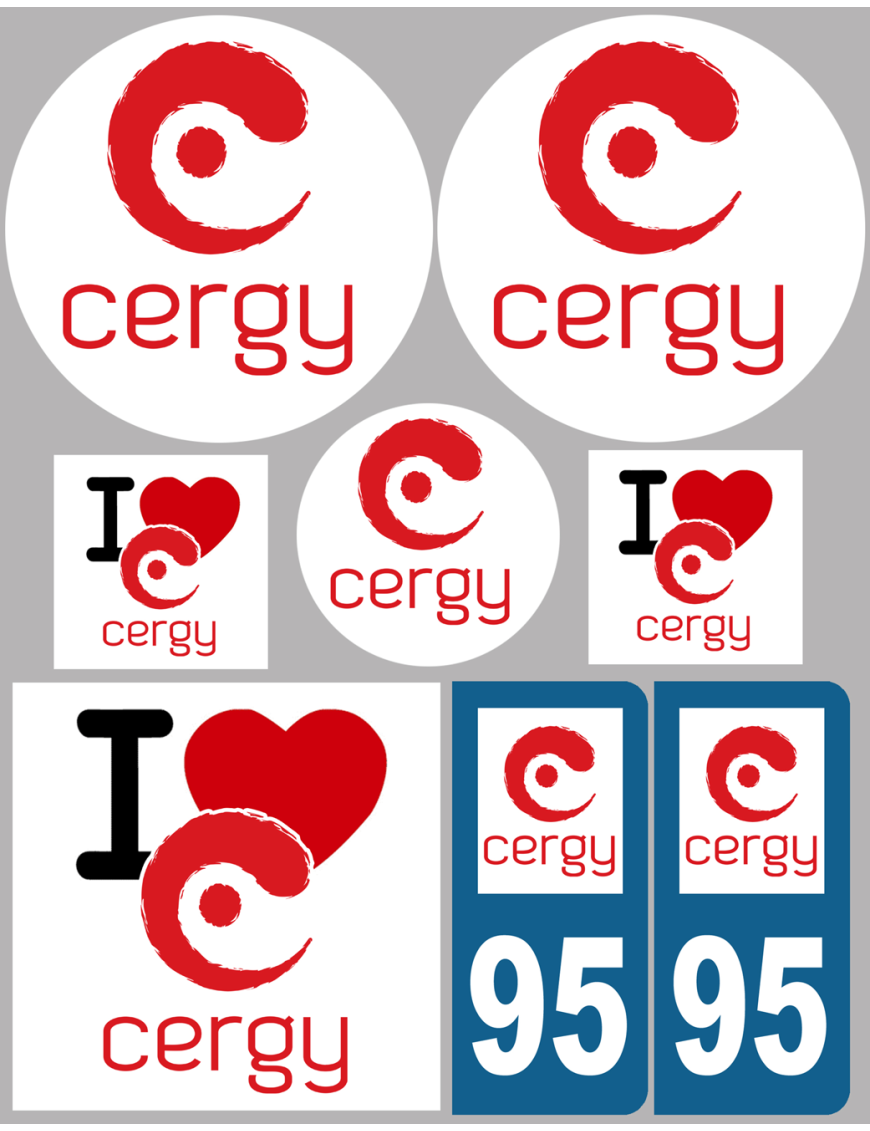 Cergy - 8 autocollants variés - Sticker/autocollant