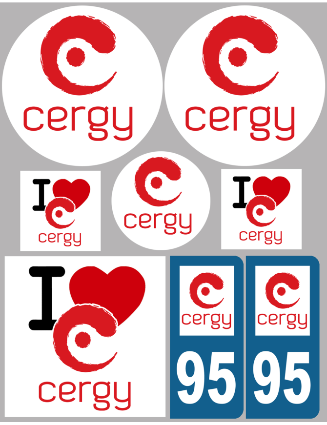 Cergy - 8 autocollants variés - Sticker/autocollant
