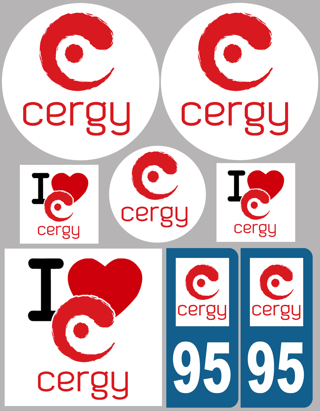 Cergy - 8 autocollants variés - Sticker/autocollant
