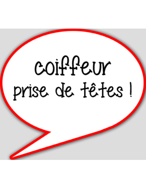coiffeur prise de tête - 10x9cm - sticker/autocollant