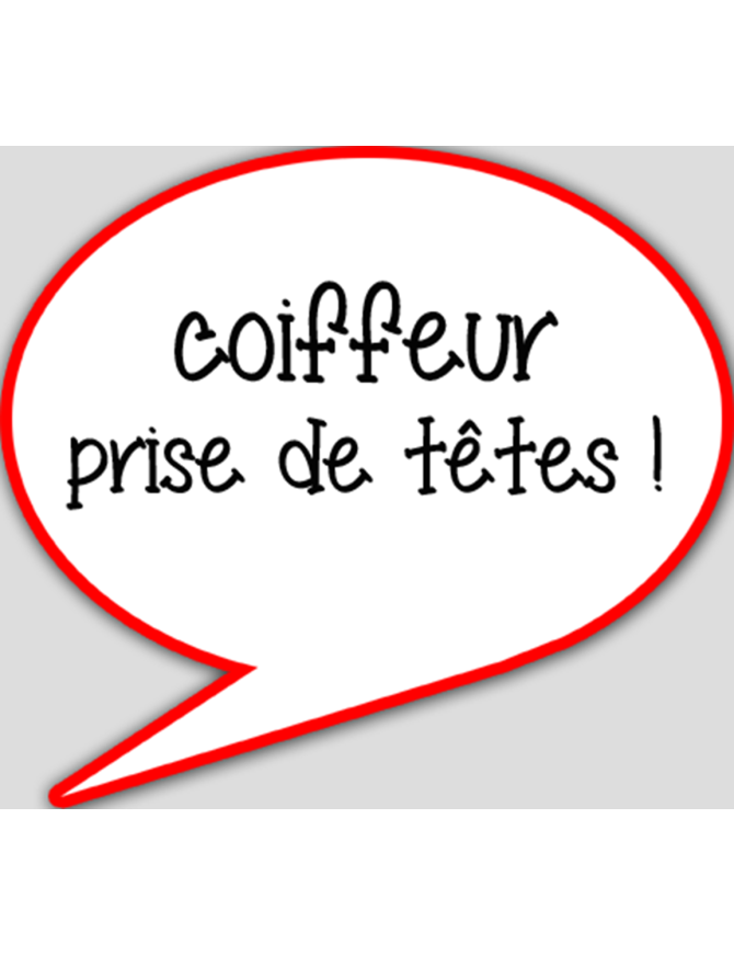 coiffeur prise de tête - 10x9cm - sticker/autocollant