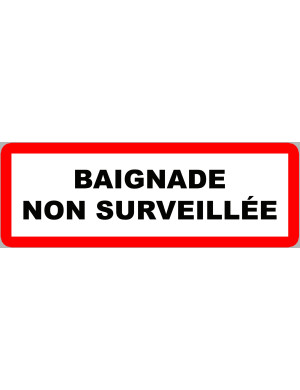 piscine baignade non surveillée - 29,5x10.5cm - Sticker/autocollant